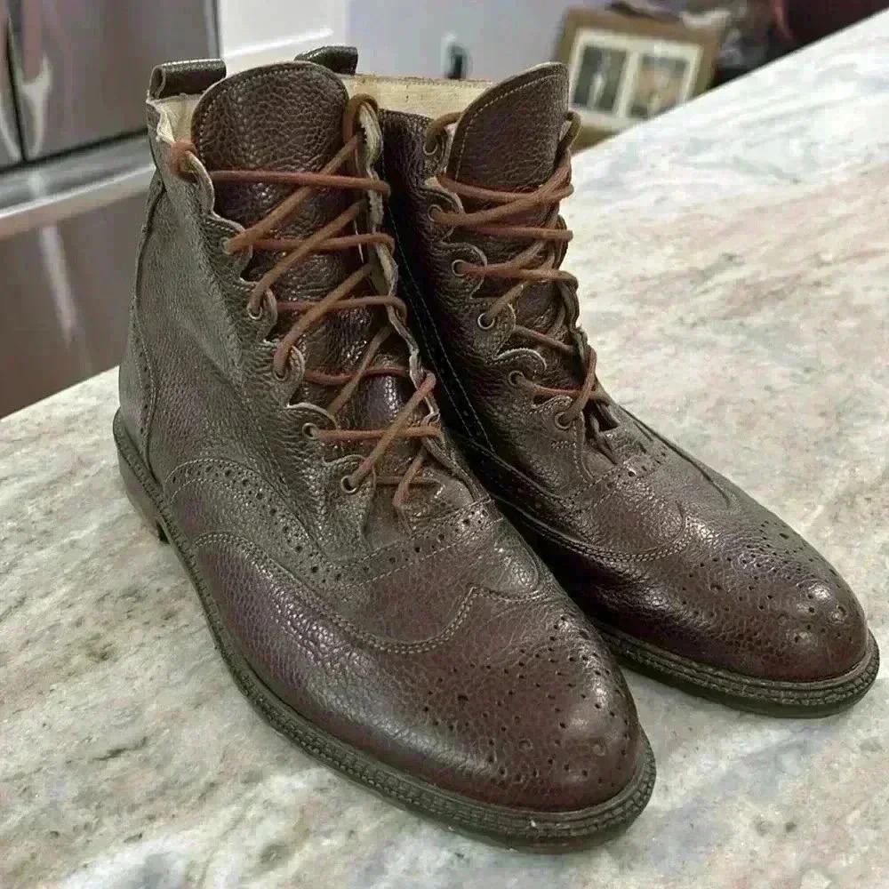 Kenneth Cole Vintage Brown Leather Lace Up Boots